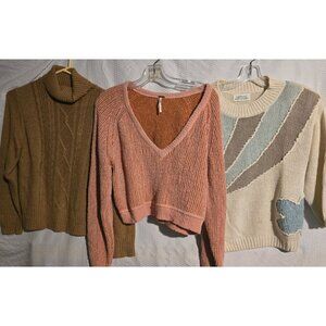 Vtg Women’s Cropped Sweater Lot of 3 Size S/M Free People Worthington Colleens